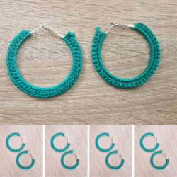 Hoop earrings with Handmade crochet design in Bleu