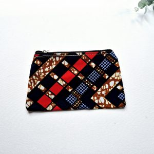 Pochette Zuri en wax Rouge noire et marron
