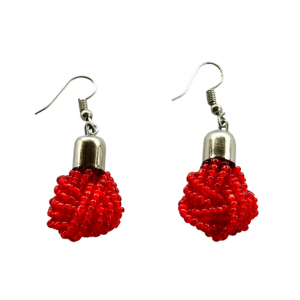 Boucle d'oreilles massai en perles rouge