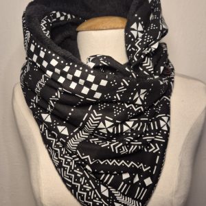 Echarpes en wax, snood en wax| Écharpe Snood Réversible Tissu Wax africain et polaire| Écharpe hiver unisex