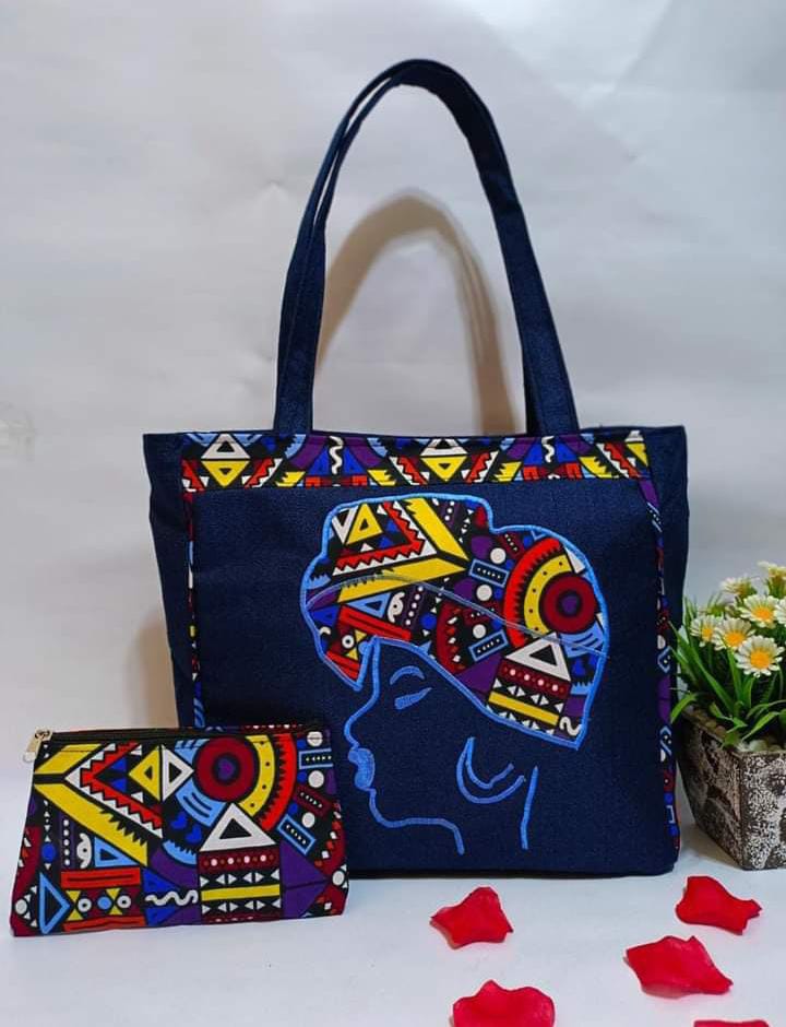 Sac à main femme Mama Africa en wax avec sa pochette