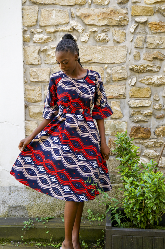 Robe en Wax | Mini robe imprimée africaine | Robe africaine, Robe mi-longue – Image 3