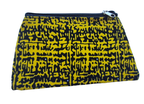 Pochette Zuri en wax et cotton jaune noir
