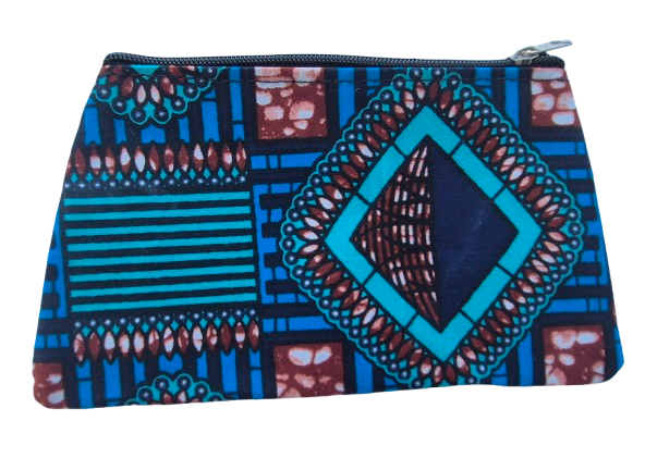 Pochette Zuri en wax et cotton Bleu rose