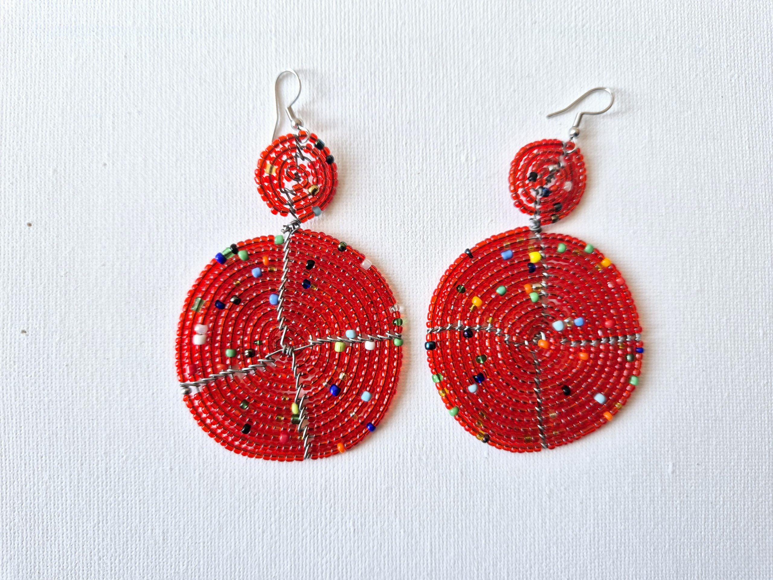 Boucles d'oreilles africaines en perles, boucles d'oreilles zoulou, boucles d'oreilles Massaï, boucles d'oreilles pendantes et pendantes, boucles d'oreilles tribales, boucles d'oreilles à franges, cadeau de Noël pour elle