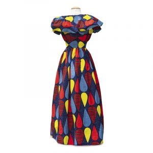 robe longue en wax élastique à la taille