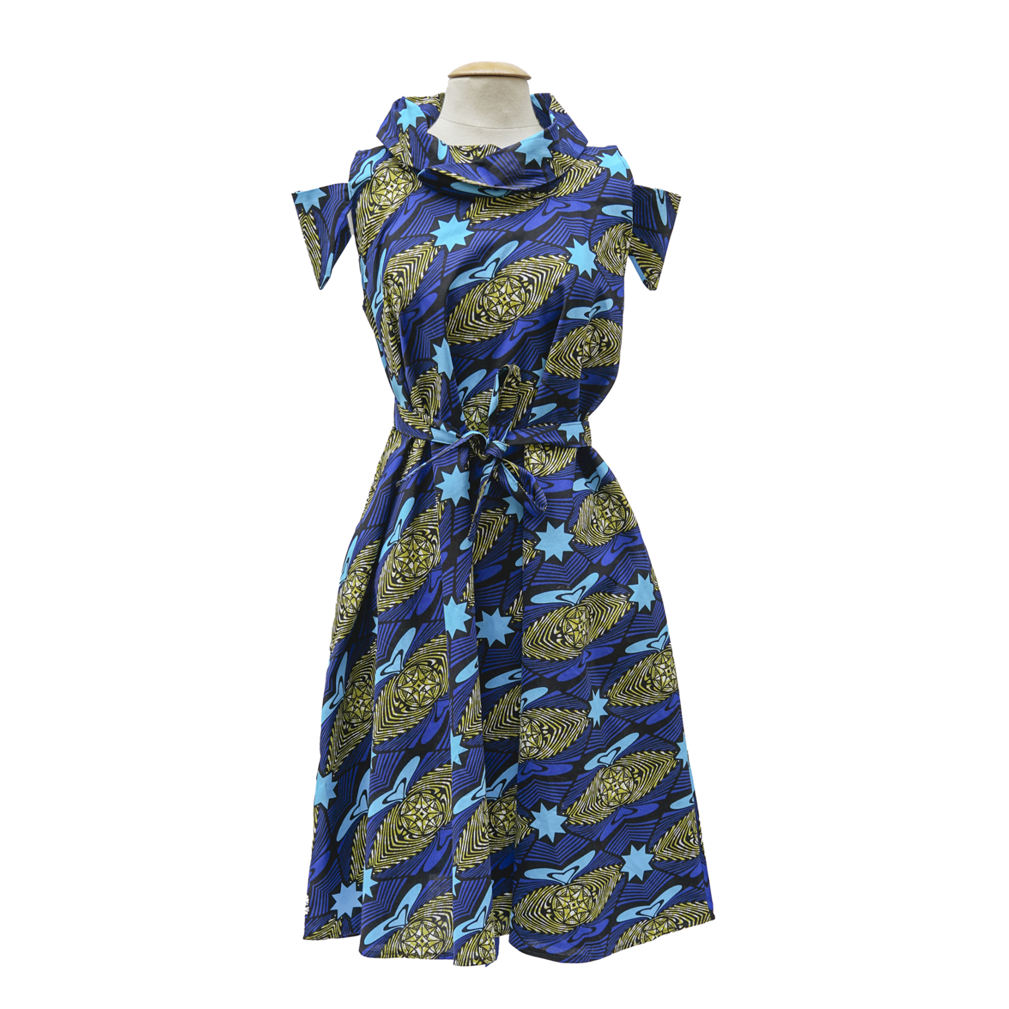 robe courte en wax col roulé