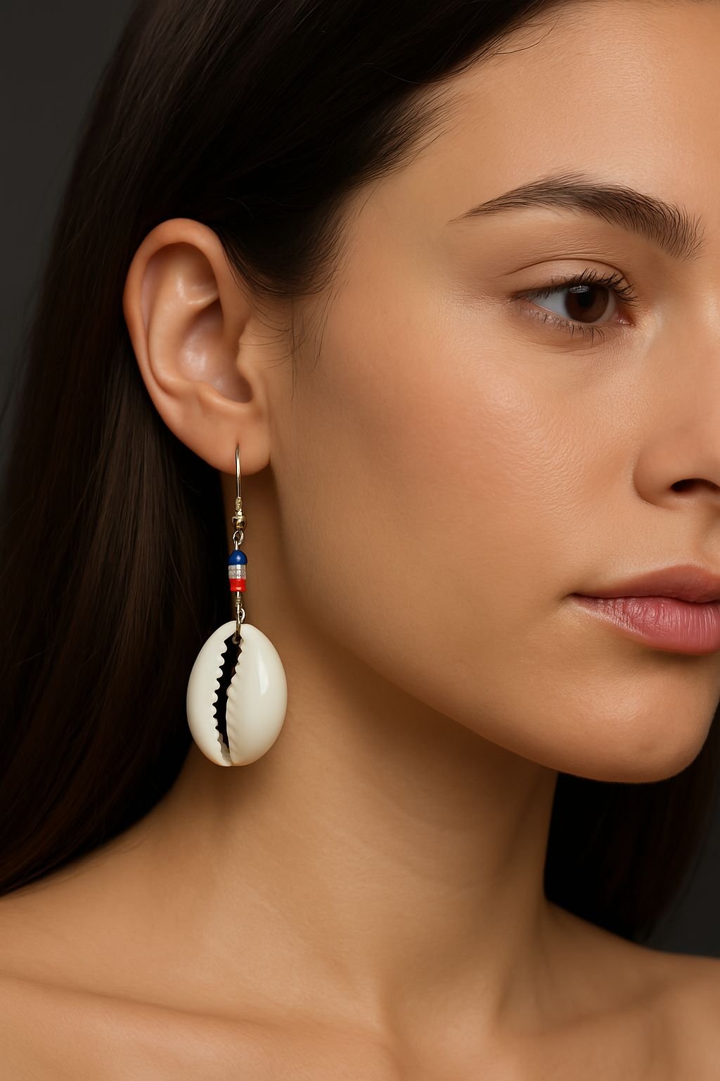 Boucles d’oreilles coquillage en acier inoxydable et perles colorées