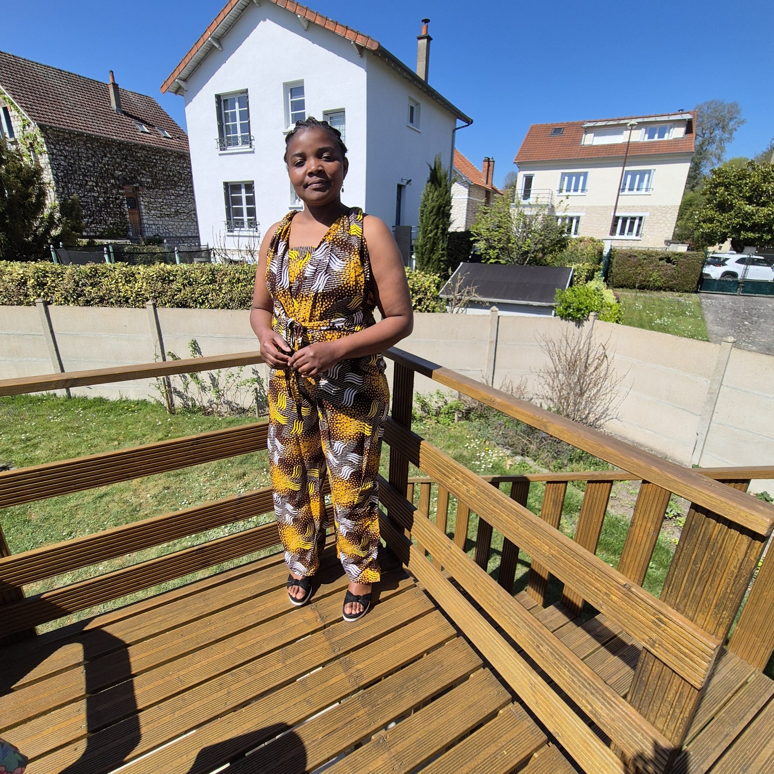 Combinaison en wax convertible couleur doré – Image 2