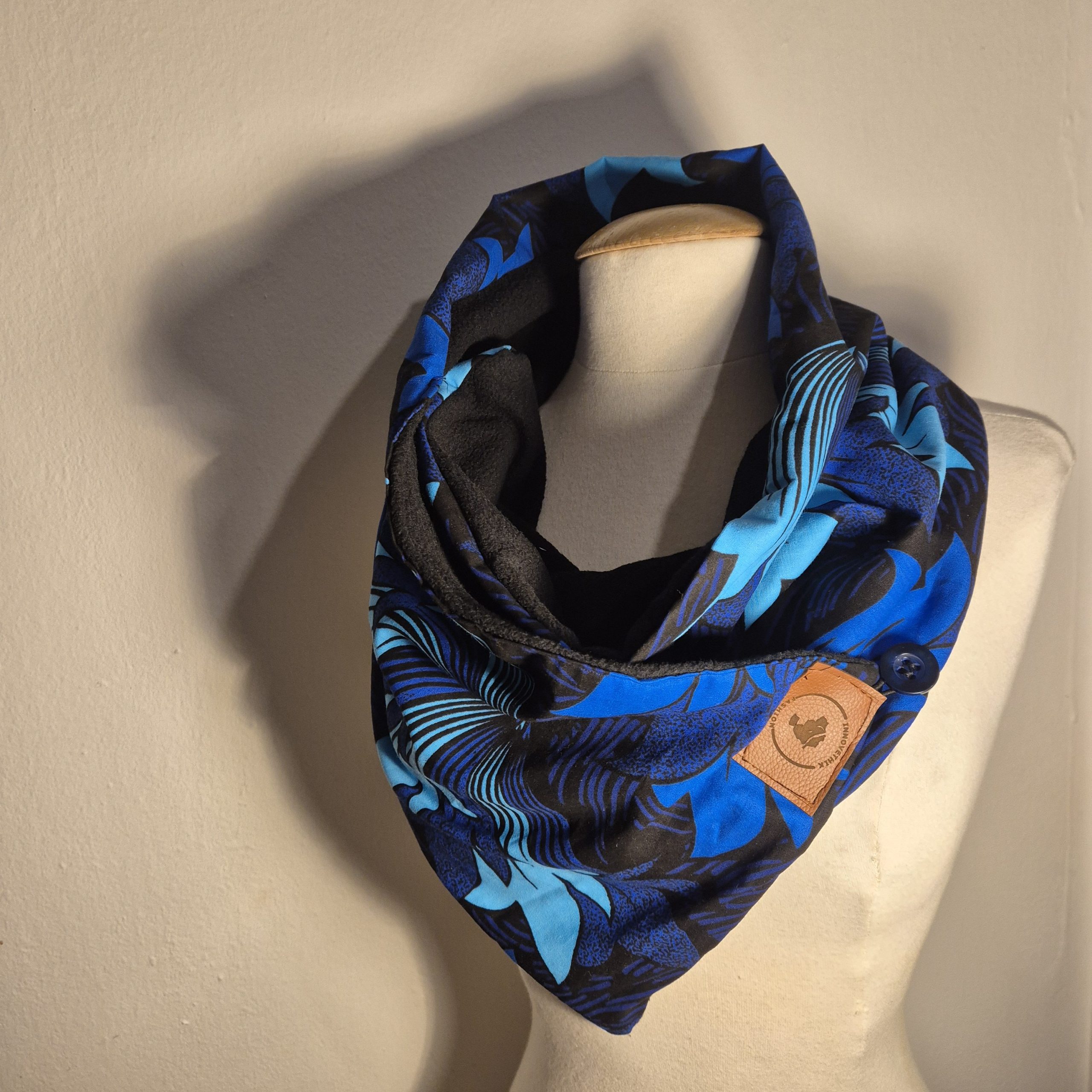 Echarpes en wax, snood en wax couleur Bleu – Image 4