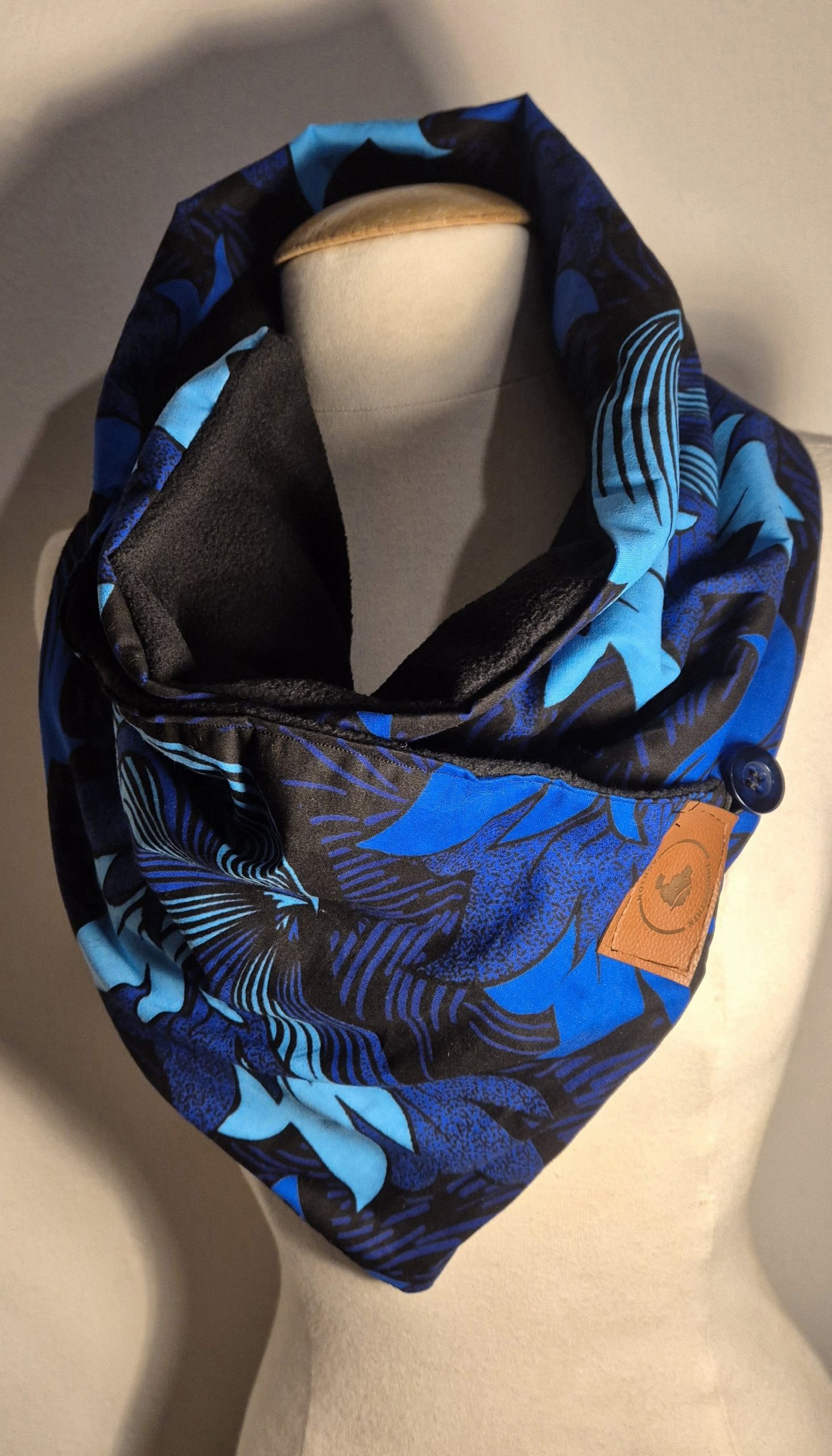 Echarpes en wax, snood en wax couleur Bleu – Image 3