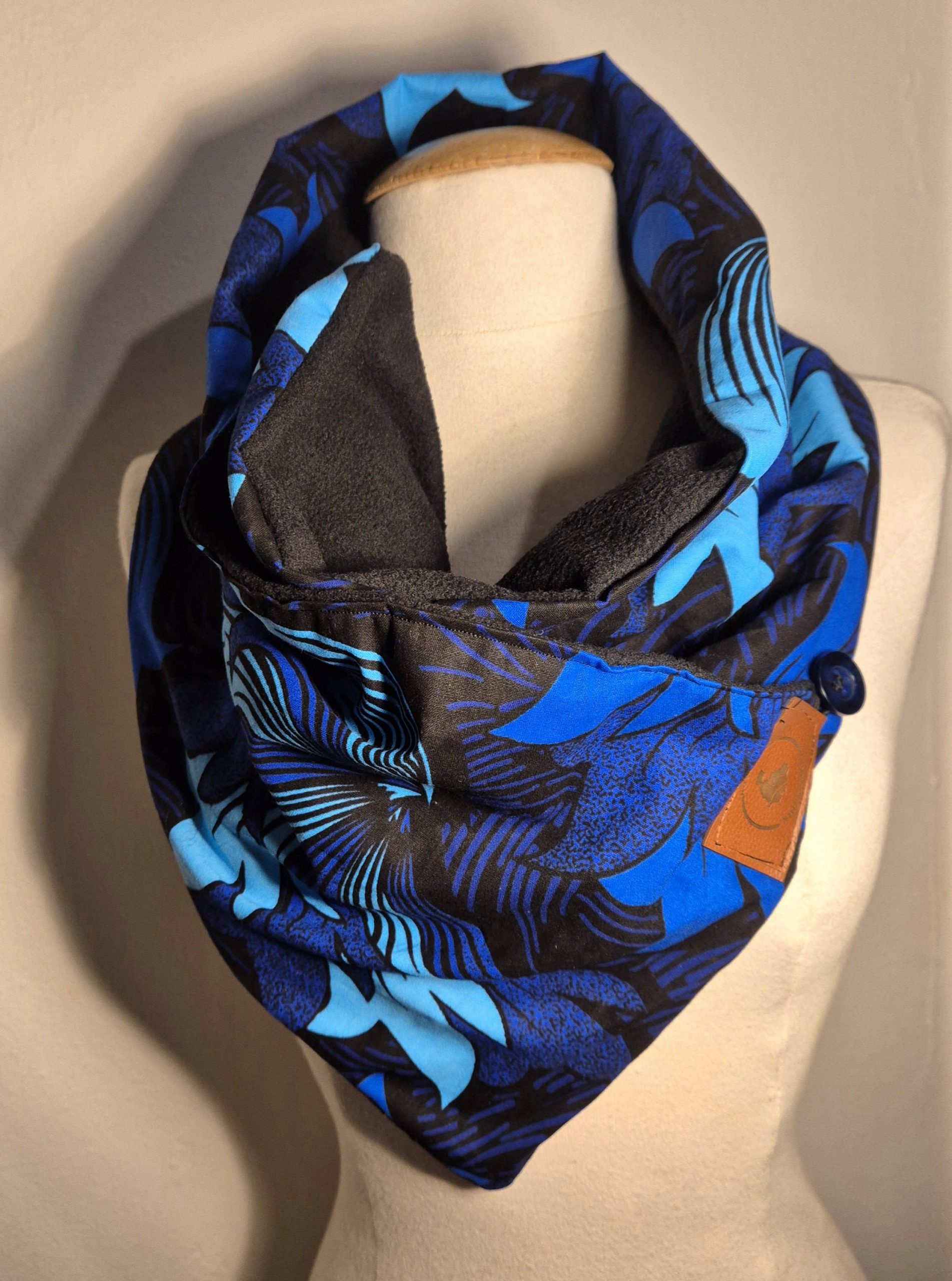 Echarpes en wax, snood en wax couleur Bleu – Image 5